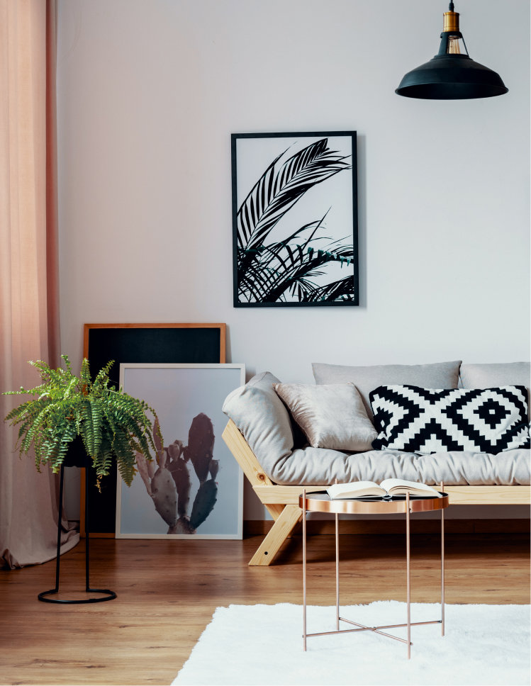 wood look laminate in a modern living room